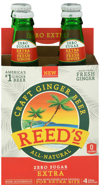 Reed's Craft Ginger Beer Zero Sugar All Natural - 4 pk