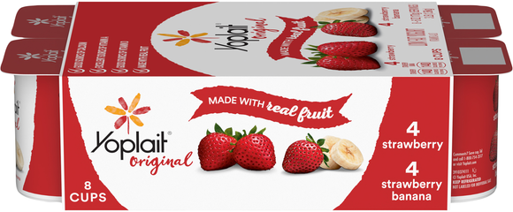 Yoplait Original Low Fat Strawberry & Strawberry Banana Yogurt Cups - 8 ct