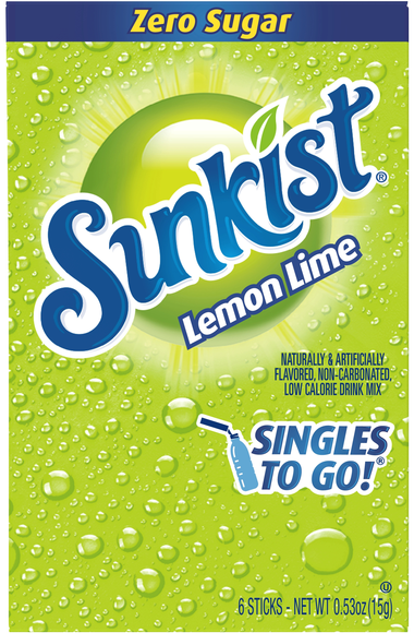 Sunkist Singles to Go Drink Mix Lemon Lime Zero Sugar - 6 ct