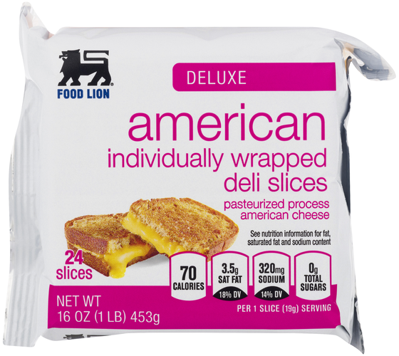 Food Lion Deluxe Yellow American Cheese Deli Slices - 24 ct