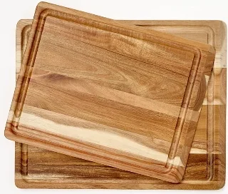 2pc Reversible Acacia Wood Cutting Board Set Natural - Figmint™: Charcuterie & Kitchen Boards with Juice Canal