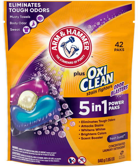 Arm & Hammer + OxiClean Fresh Burst 5-in-1 Power Paks Detergent - 42 ct