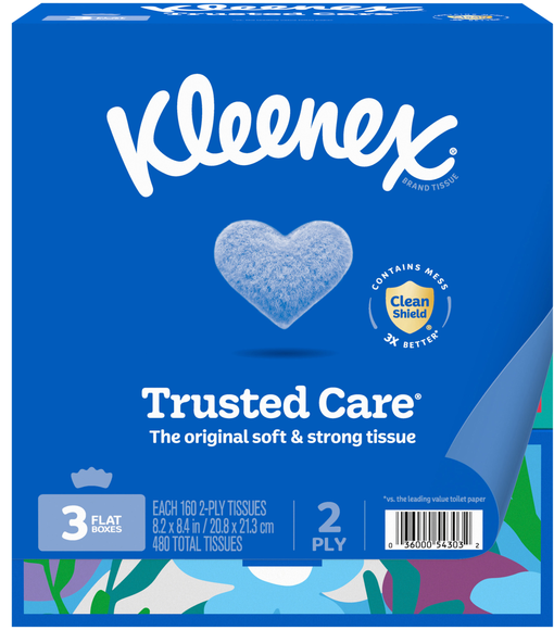 Kleenex Trusted Care Facial Tissues 2-Ply White 160 ct ea - 3 pk