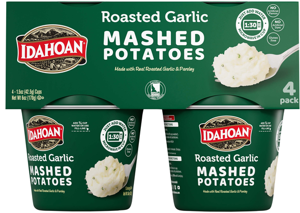 Idahoan Roasted Garlic Mashed Potatoes Cups Microwave - 4 ct