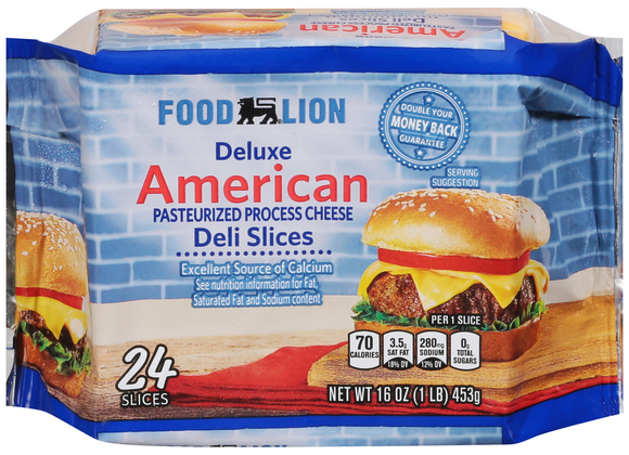 Food Lion Deluxe Yellow American Cheese Deli Slices - 24 ct