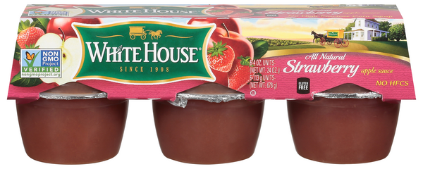 White House All Natural Strawberry Applesauce Cups - 6 ct
