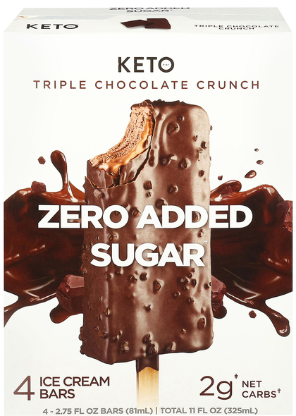 Keto Zero Sugar Added Triple Chocolate Crunch Ice Cream Bars - 4 ct