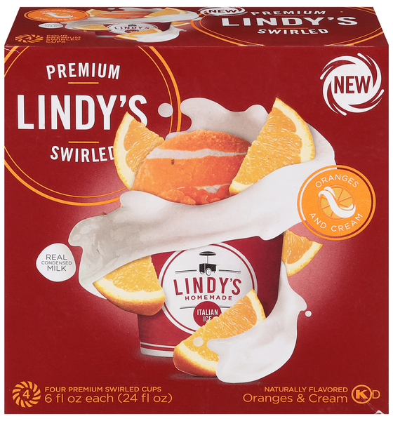 Lindy's Swirled Oranges & Cream Italian Ice - 4 ct