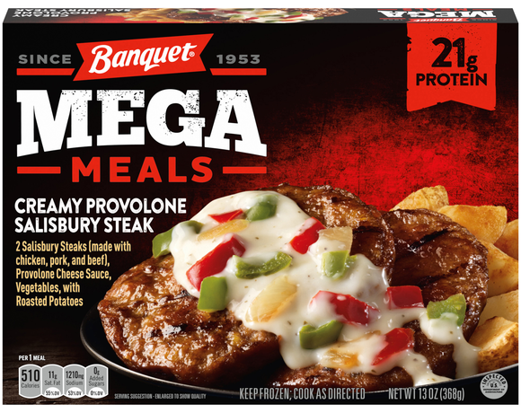 Banquet MEGA Creamy Provolone Salisbury Steak Protein Frozen Meal