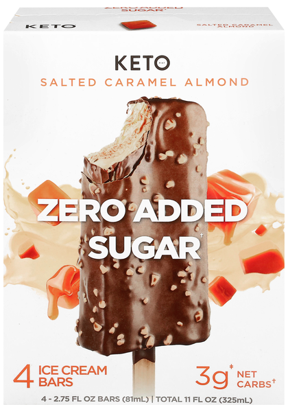Keto Zero Added Sugar Salted Caramel Almond Ice Cream Bars - 4 ct