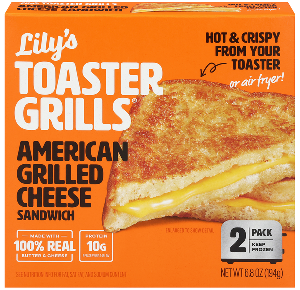 Lily's Toaster Grills Grilled American Cheese Sandwich - 2 ct Frozen