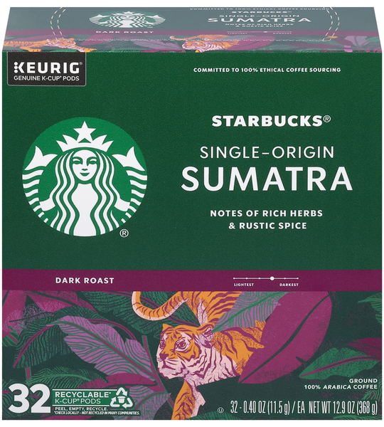 Starbucks Sumatra Dark Roast K-Cup Coffee Pods