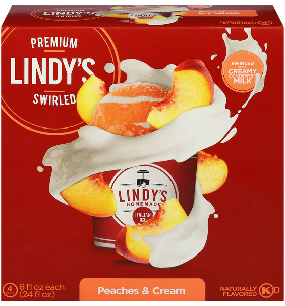 Lindy's Swirled Peaches & Cream Italian Ice - 4 ct