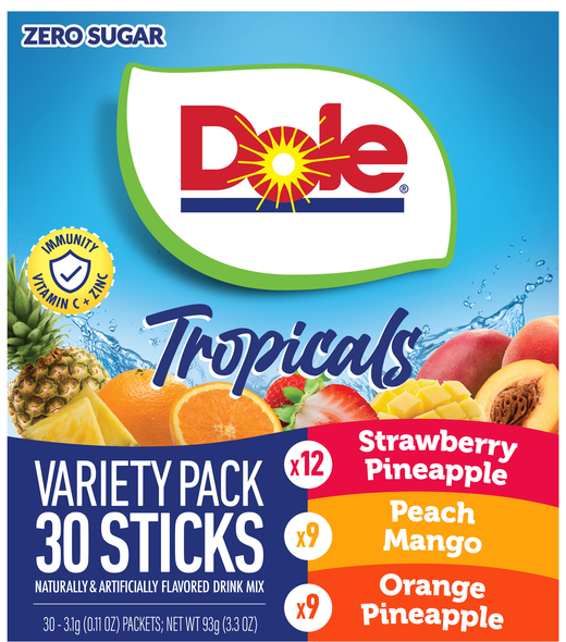 Dole Zero Sugar Flavored Drink Mix Variety Pack - 30 ct