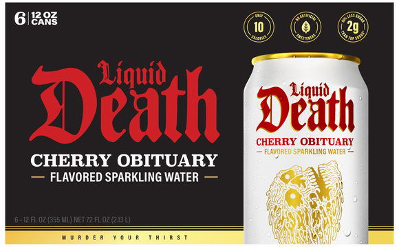 Liquid Death Cherry Obituary Flavored Sparkling Water - 6 pk
