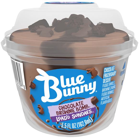 Blue Bunny Load'd Sundaes Chocolate Brownie Bomb Frozen Dairy Dessert