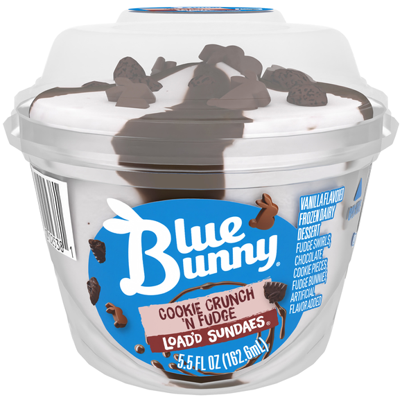 Blue Bunny Load'd Sundaes Cookie Crunch 'n Fudge Frozen Dairy Dessert