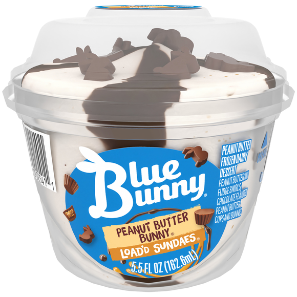Blue Bunny Load'd Sundaes Peanut Butter Bunny Frozen Dairy Dessert