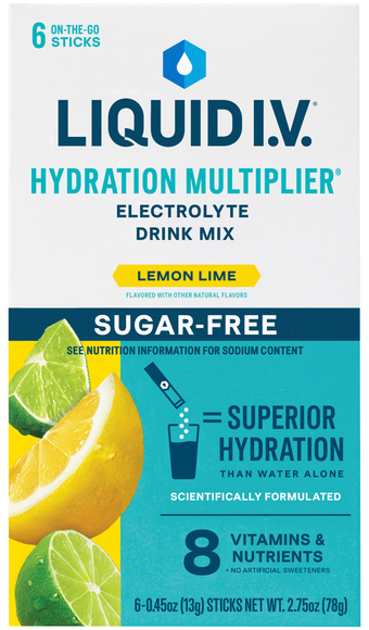Liquid I.V. Sugar Free Lemon Lime Electrolyte Drink Mix Sticks - 6 ct