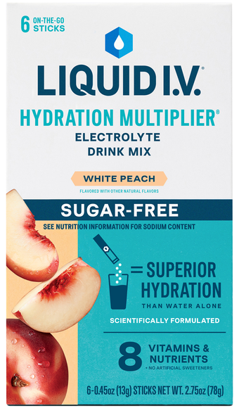 Liquid I.V. Sugar Free White Peach Electrolyte Drink Mix Sticks - 6 ct