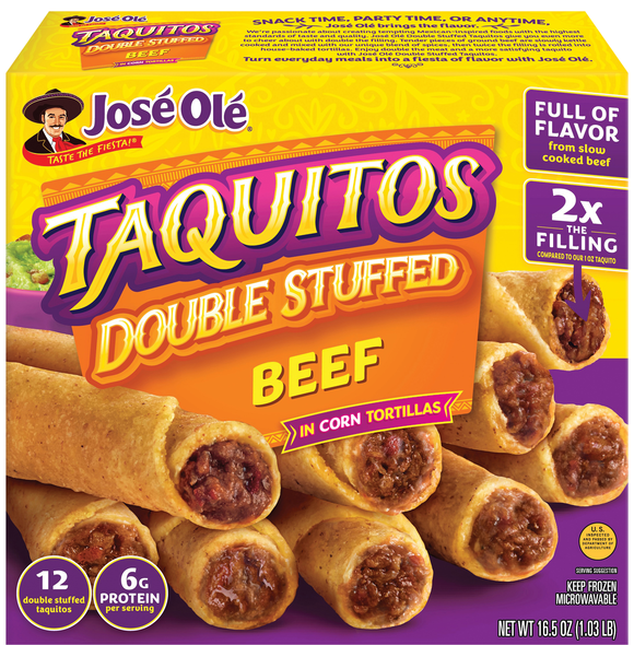 Jose Ole Double Stuffed Beef Taquitos - 12 ct Frozen
