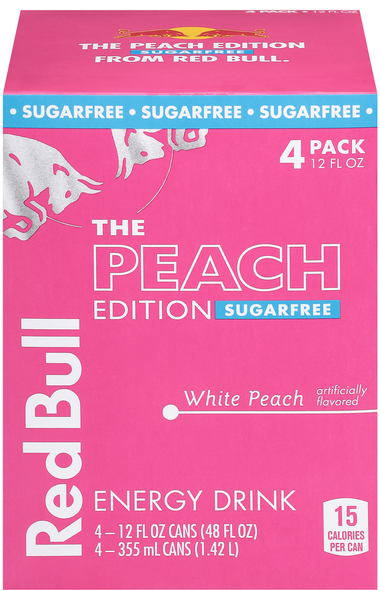 Red Bull The Peach Edition Sugar Free White Peach Energy Drink - 4 pk