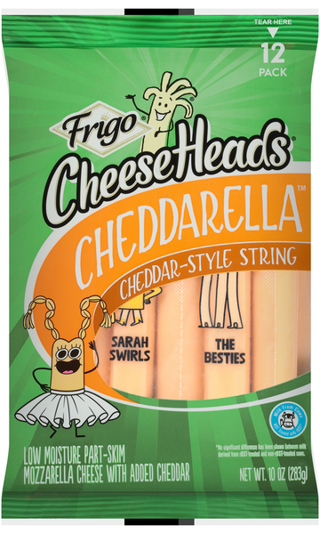 Frigo Cheese Heads Cheddarella Cheddar-Style String Cheese - 12 ct