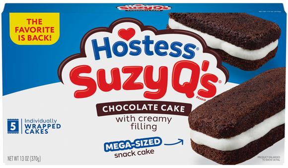 Hostess Suzy Q's Chocolate Snack Cakes with Creamy Filling - 6 ct