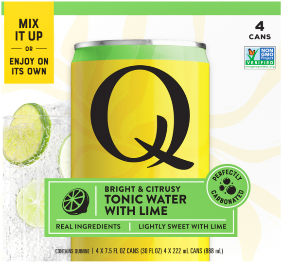 Q Bright & Citrusy Tonic Water with Lime - 4 pk