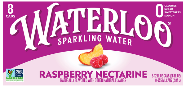 Waterloo Raspberry Nectarine Sparkling Water - 8 pk