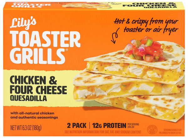 Lily's Toaster Grills Chicken & Four Cheese Quesadillas - 2 ct Frozen