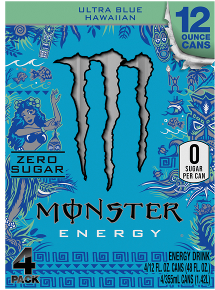 Monster Zero Sugar Ultra Blue Hawaiian Energy Drink - 4 pk