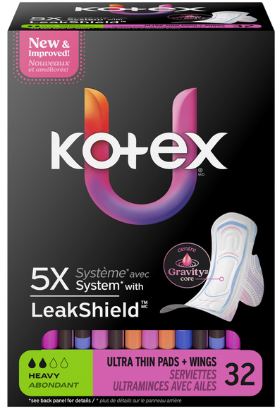 U by Kotex Leakshield Heavy Ultra Thin Pads with Wings