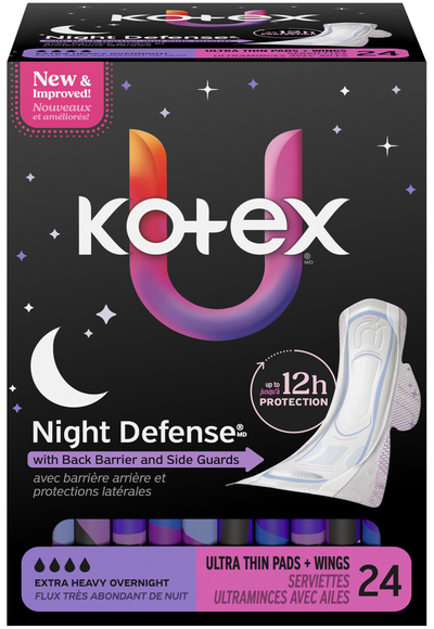 U by Kotex Night Defense Extra Heavy Overnight Ultra Thin Pads with Wings