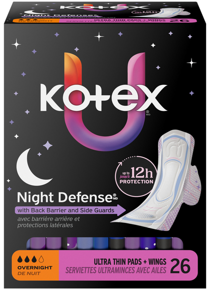U by Kotex Night Defense Ultra Thin Overnight Pads with Wings