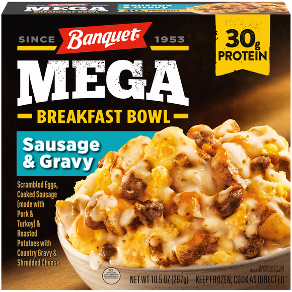 Banquet MEGA Breakfast Bowl Sausage & Gravy Frozen Meal
