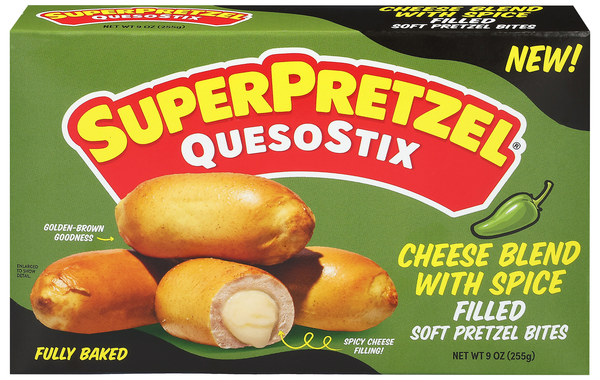 SuperPretzel QuesoStix Cheese & Spice Filled Soft Pretzel Bites Frozen
