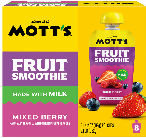 Mott's Mixed Berry Fruit Smoothie Pouches - 8 pk