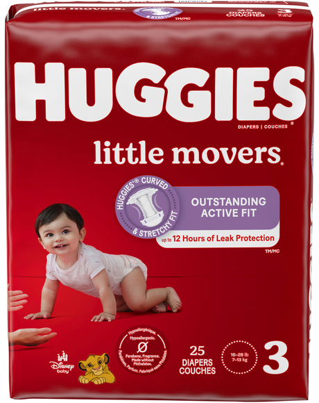 Huggies Little Movers Size 3 Baby Diapers 16-28 lb