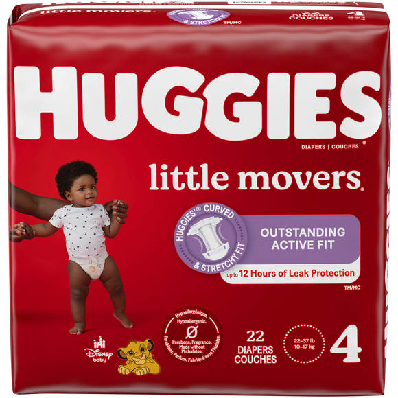 Huggies Little Movers Size 4 Baby Diapers 22-37 Ib