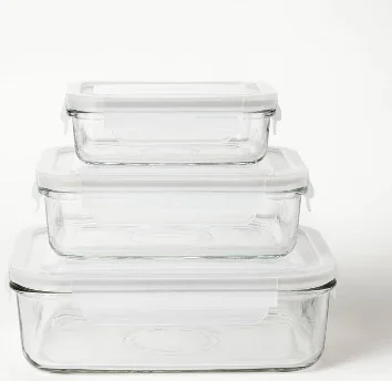 6pc (Set of 3) Glass Food Storage Container Set Clear - Figmint™: Freezer, Dishwasher & Microwave Safe