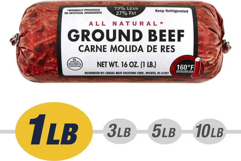 73% Lean / 27% Fat Ground Beef, 1 lb Roll, Fresh, All Natural*