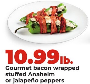 Gourmet bacon wrapped stuffed Anaheim or jalapeño peppers