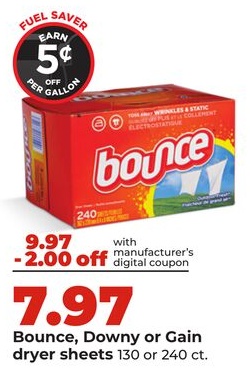 Bounce, Downy or Gain dryer sheets