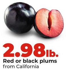 Red or black plums from California
