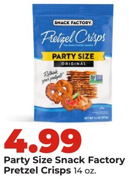 Party Size Snack Factory Pretzel Crisps