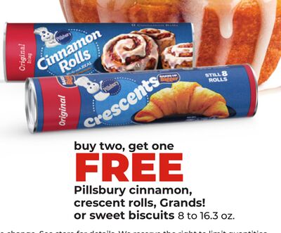 Pillsbury cinnamon, crescent rolls, Grands! or sweet biscuits
