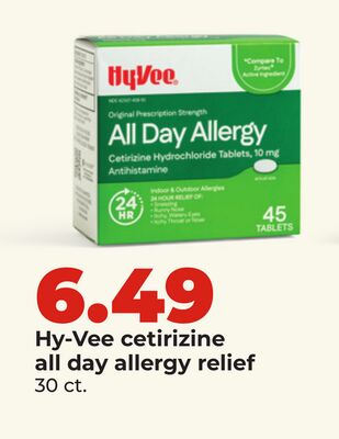 Hy-Vee cetirizine all day allergy relief