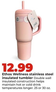 Ethos Wellness stainless steel insulated tumbler