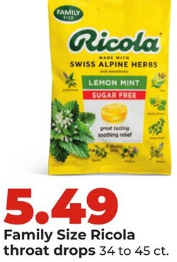 Family Size Ricola throat drops